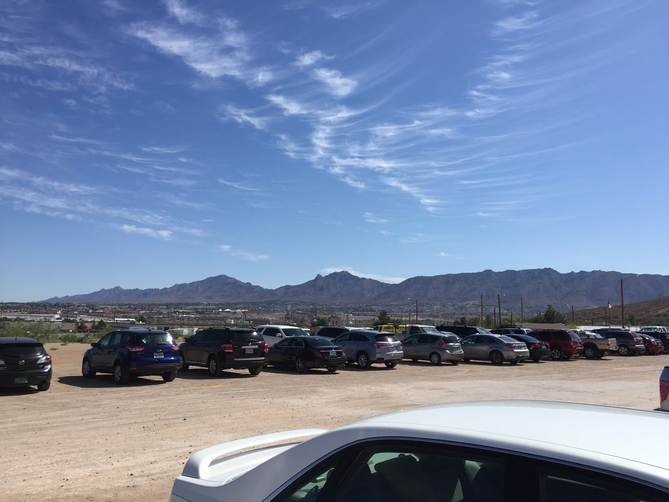 The North Franklin Mountain is visible from the parking lot of Ardovino's Desert Crossing.
