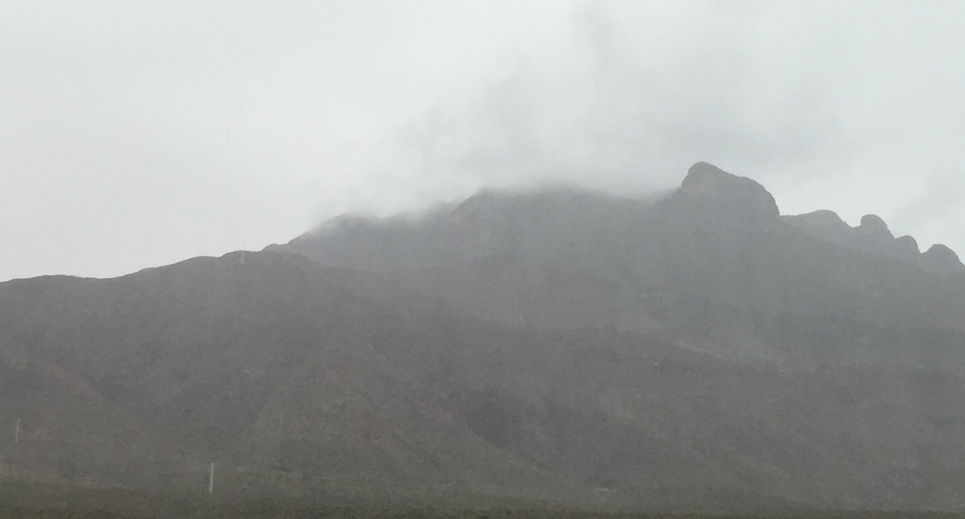 The foggy Franklin Mountain.