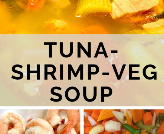 Tune, shrimp, and vegetable soup. A great source of protein and vitamin. #recipes #soup