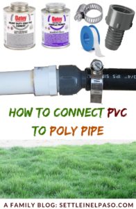 The post describes an easy DIY project on how to connect PVC to poly pipe.  #diy #irrigation #gardening #pvc #polypipe #irrigationdiy