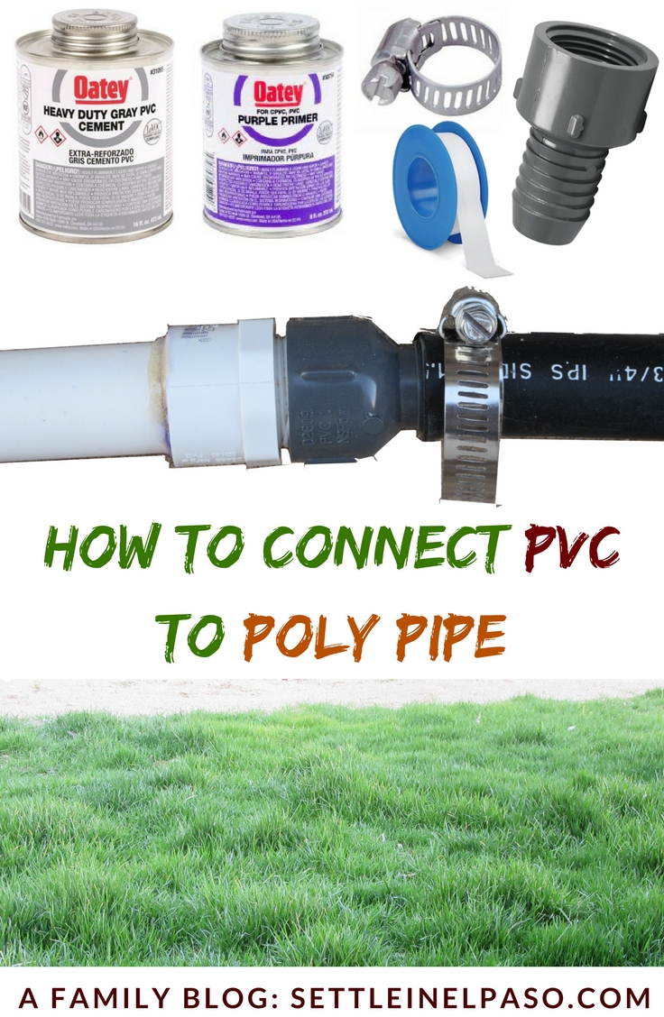 The post describes an easy DIY project on how to connect PVC to poly pipe.  #diy #irrigation #gardening #pvc