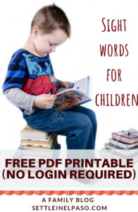 Free download of PDF file for sight words. No login required. #printable #sightwords #children #kids #kindergarten