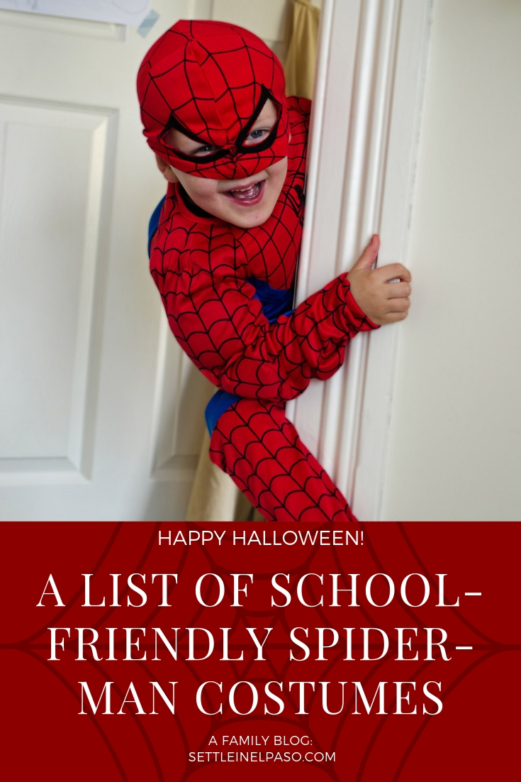 Little children face hard tome in using the toilet in school with costumes. The article provides a list of spiderman costumes that have separate pants. #spiderman #halloween #costume #halloweencostume