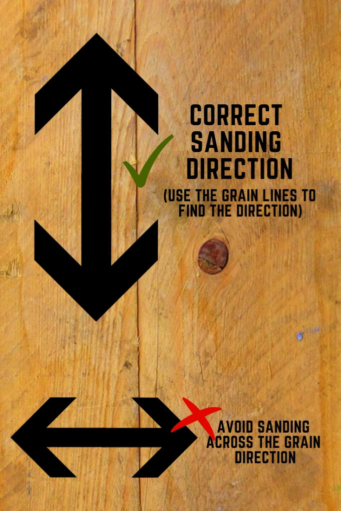 It is important to sand in the direction of the grain. Sanding across the grain may put scratch marks on the wood.