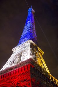 Eiffel tower decorated for Christmas. Original Image location: https://pxhere.com/en/photo/637933