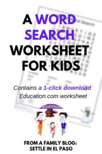 The article provides a 1-click download of an Education.com worksheet. #education #wordsearch #childdevelopment #forkids #kids #children #educationdotcom